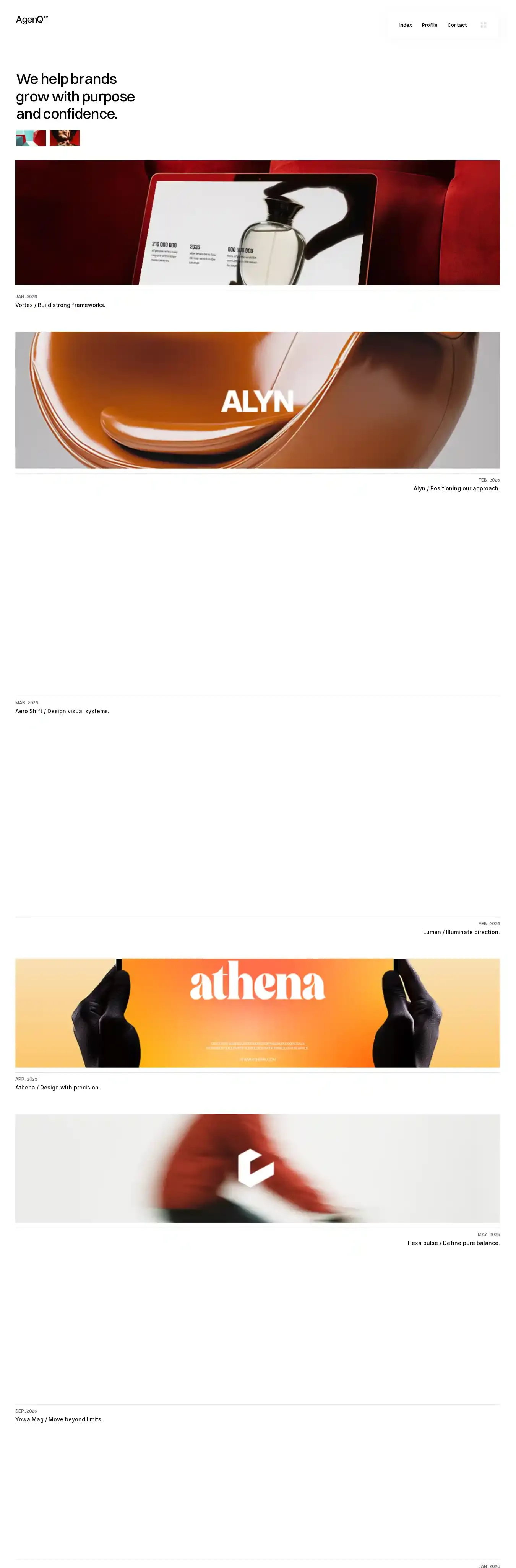 AgenQ home page on desktop