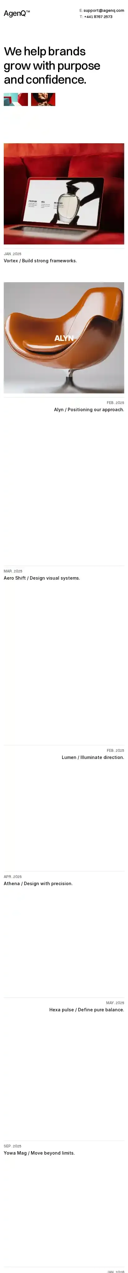 AgenQ home page on mobile