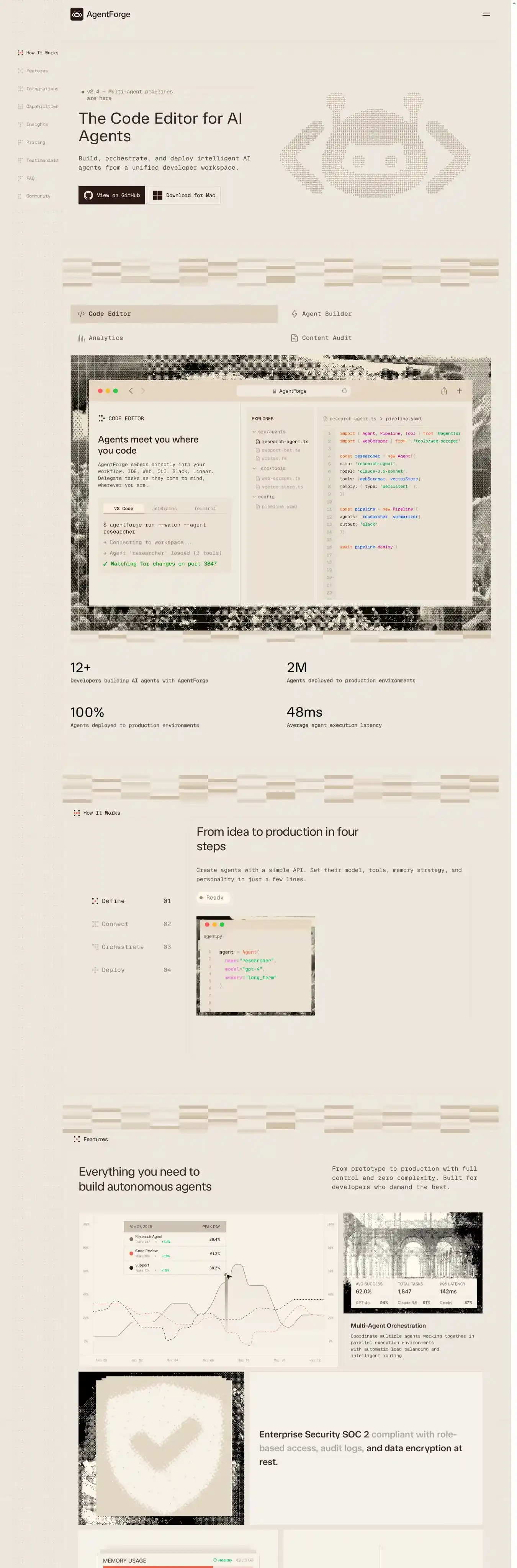 Agentforge home page on desktop