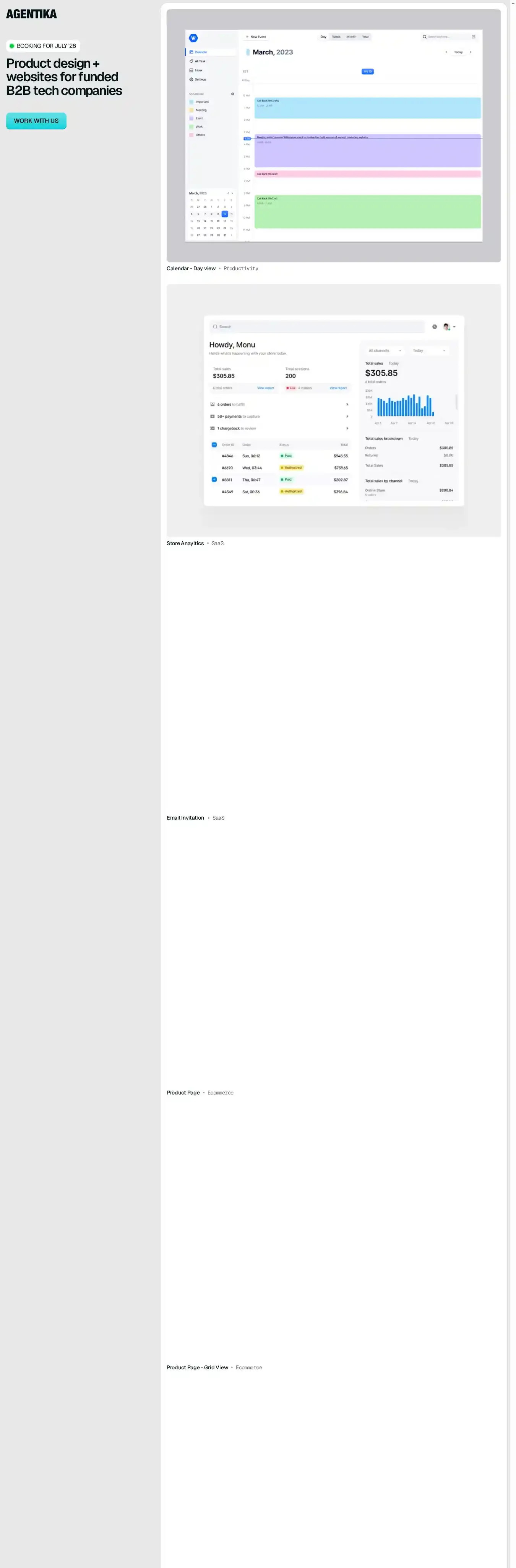 Agentika home page on desktop