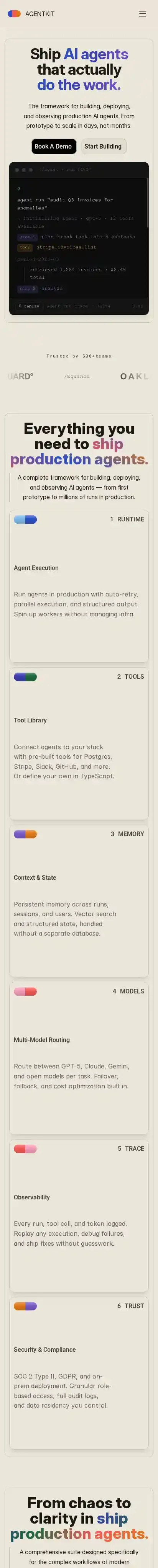 Agentkit home page on mobile