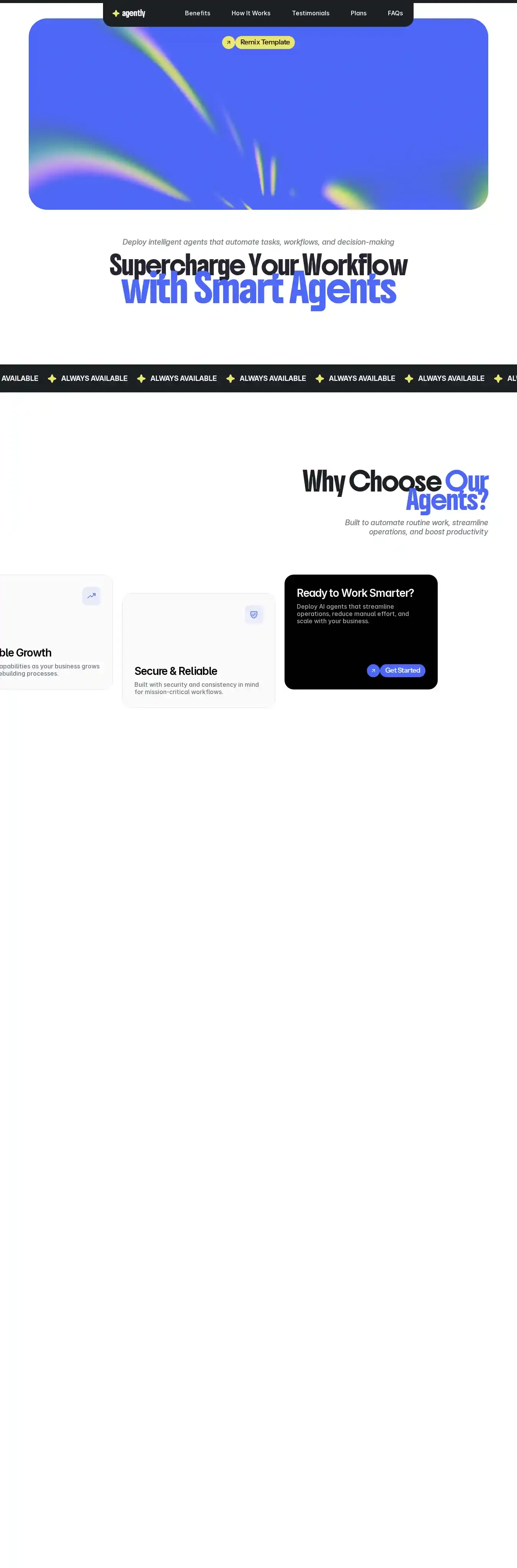Agently 2.0 home page on desktop