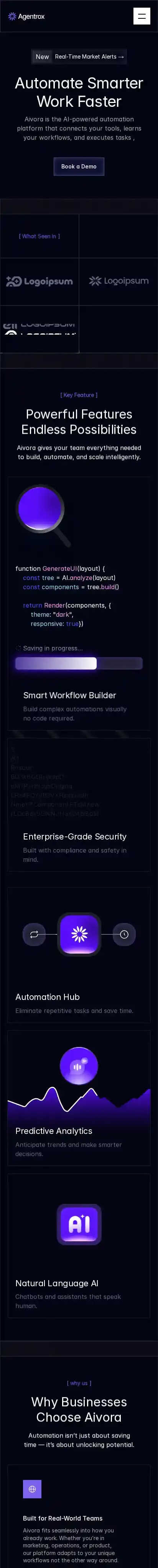 Agentrox home page on mobile