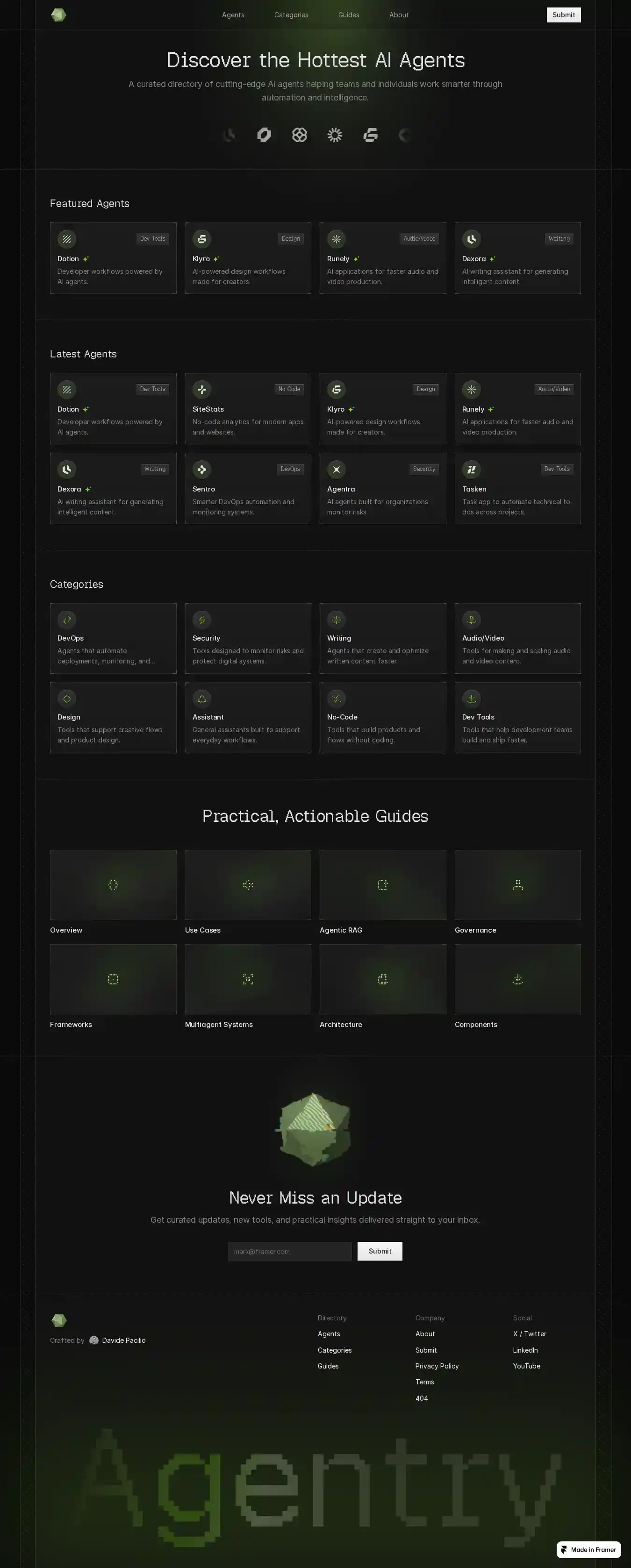 Agentry home page on desktop