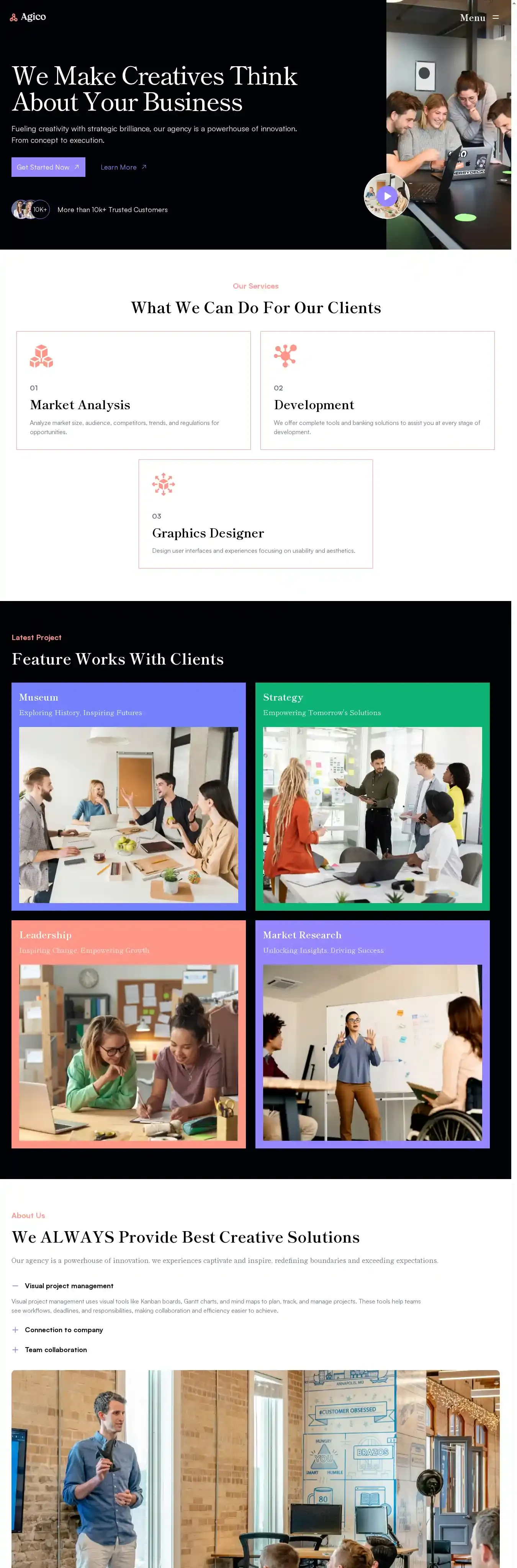 Agico home page on desktop