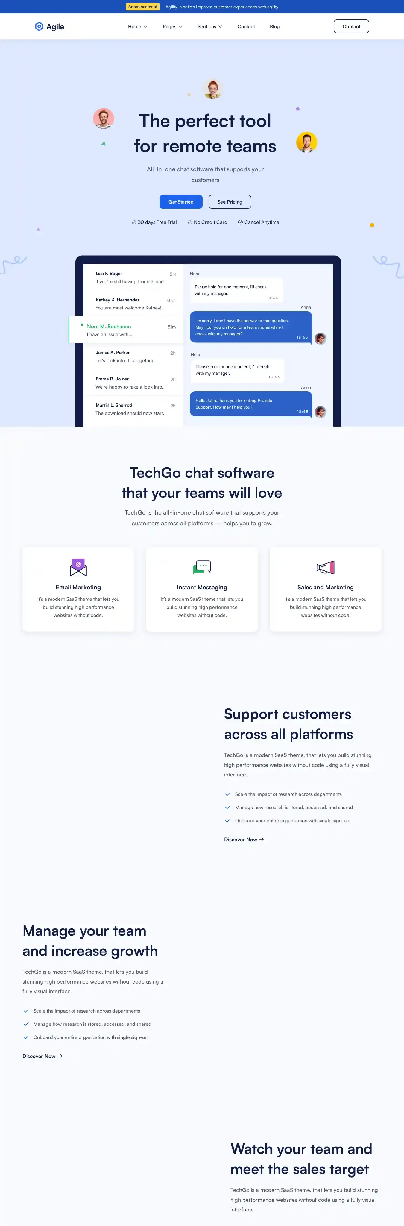 Agile home page on desktop