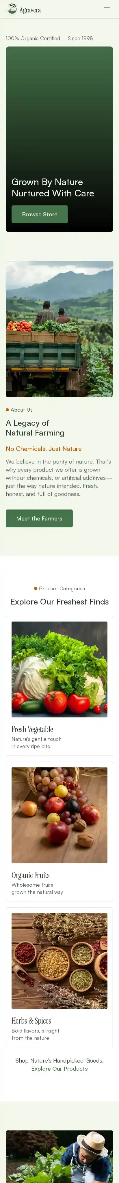 Agravera home page on mobile