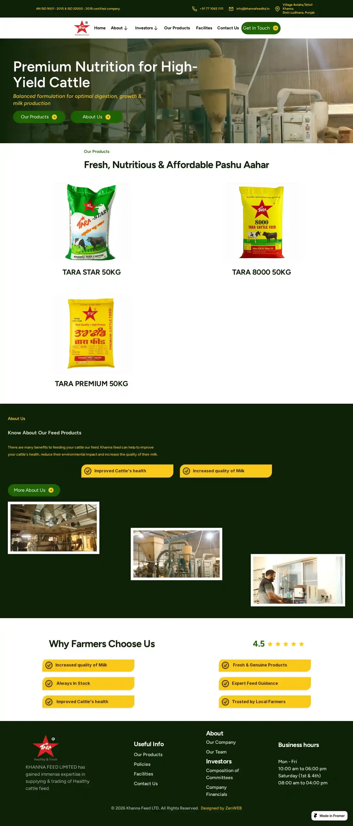 AgriFeed Pro – Corpo home page on desktop