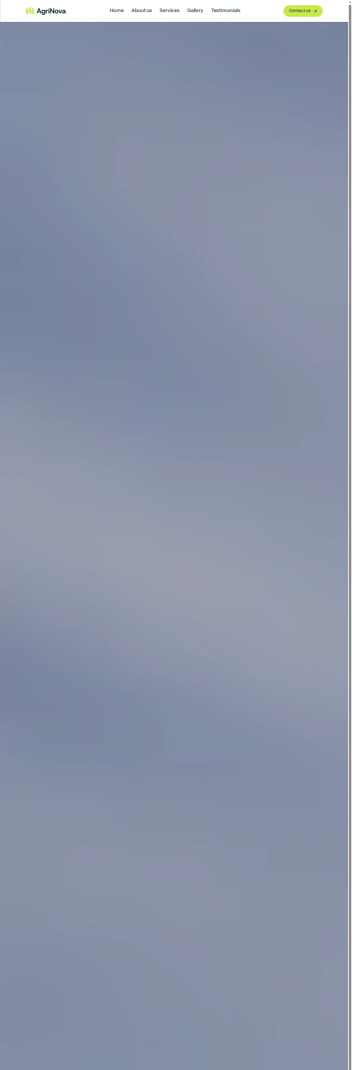 AgriNova home page on desktop
