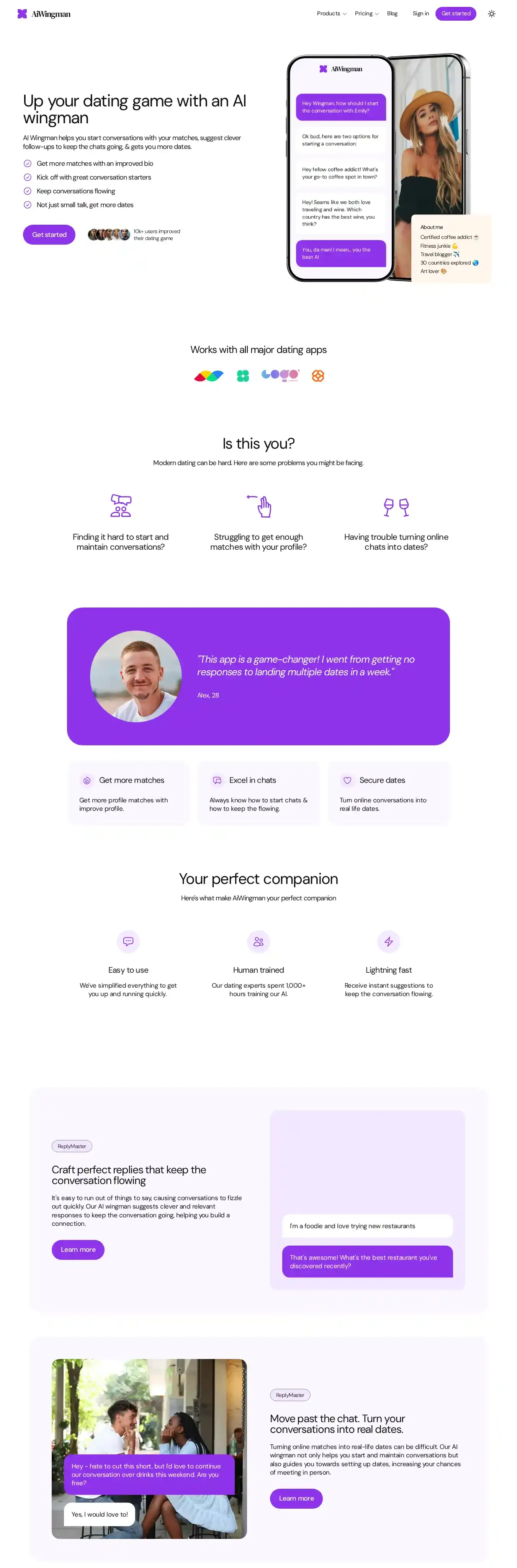 AiWingman home page on desktop