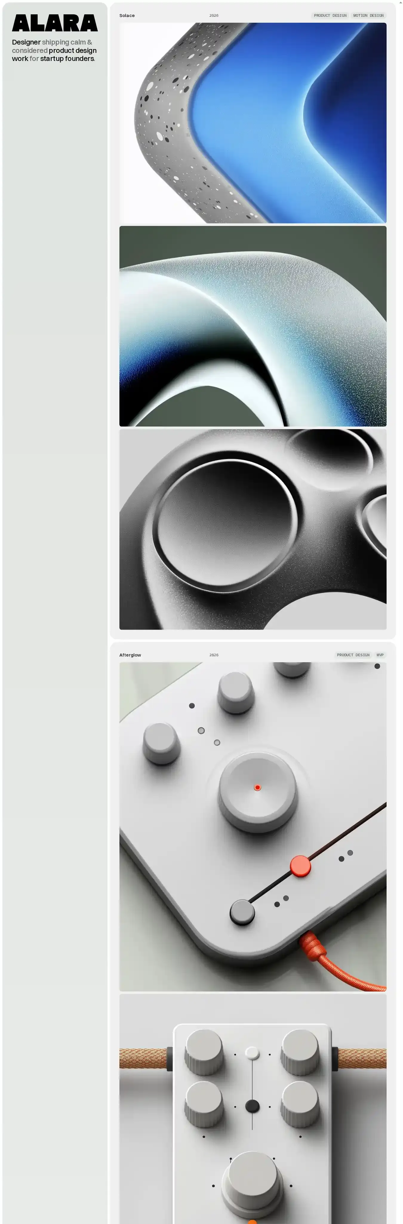 Alara home page on desktop