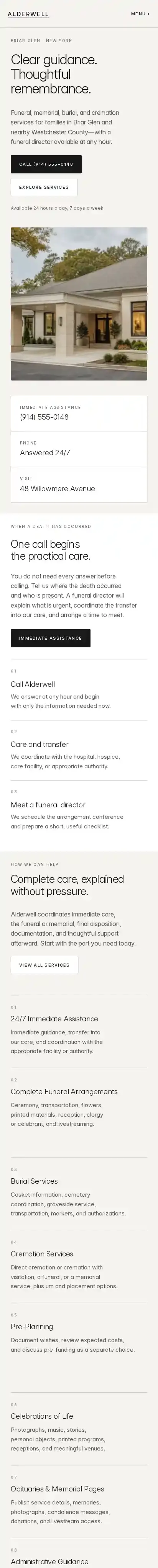ALDERWELL home page on mobile