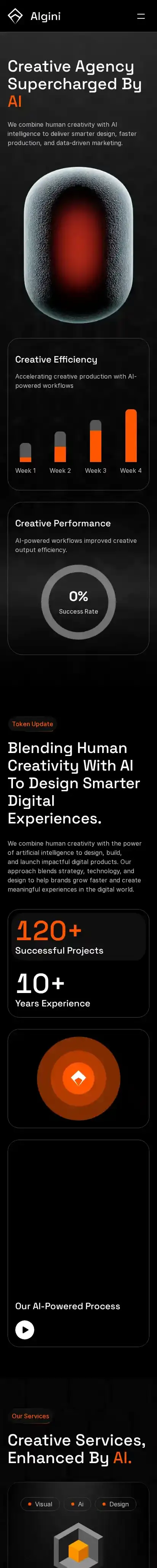 Algini home page on mobile