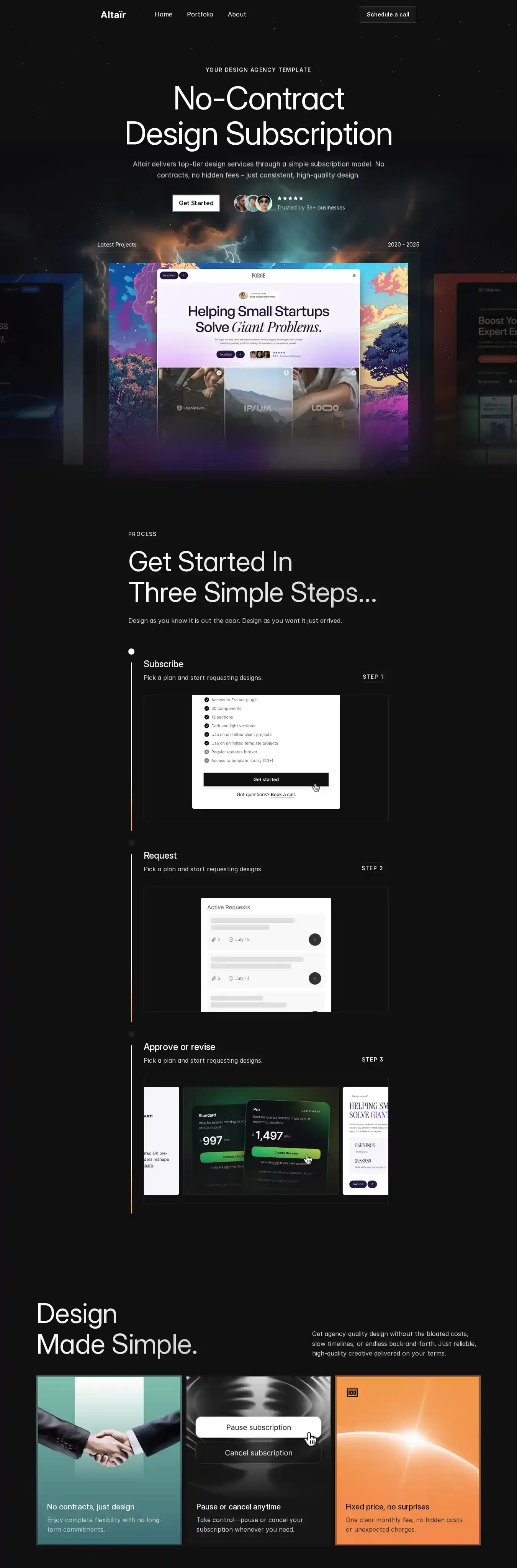 Altair home page on desktop