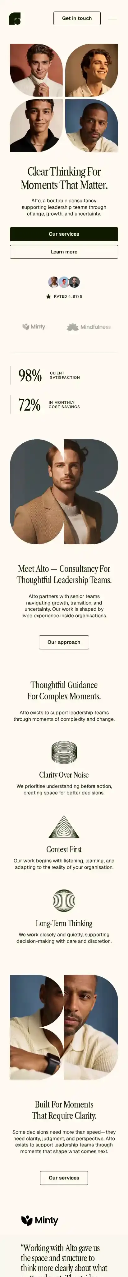 Alto & Co home page on mobile