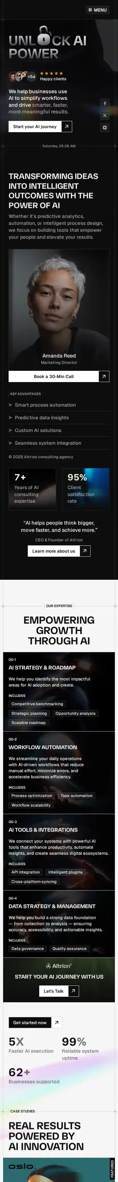 Altrion home page on mobile
