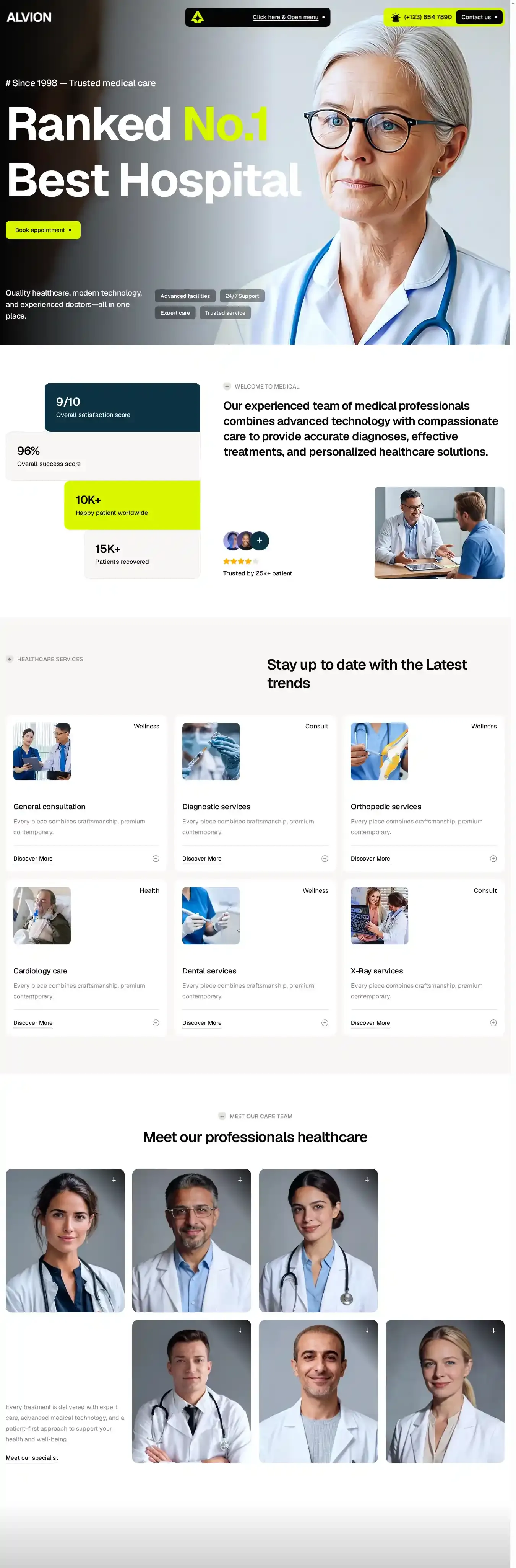 Alvion Healthcare home page on desktop