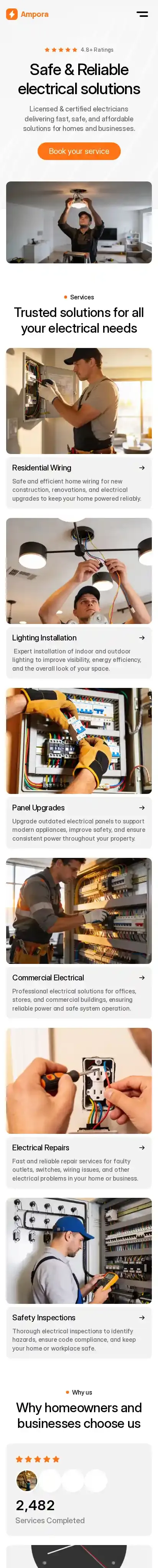 Ampora home page on mobile