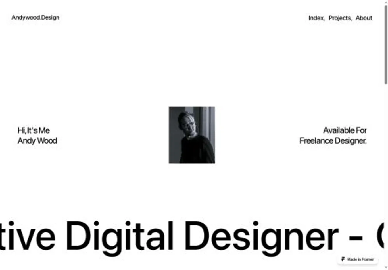 AndyWood home page on desktop