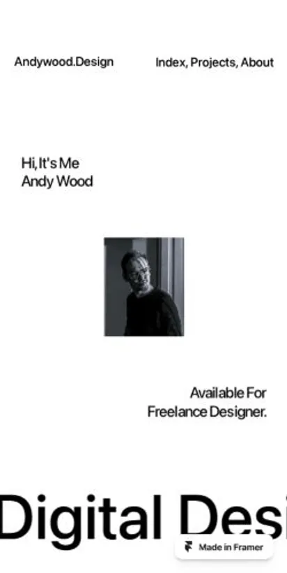 AndyWood home page on mobile