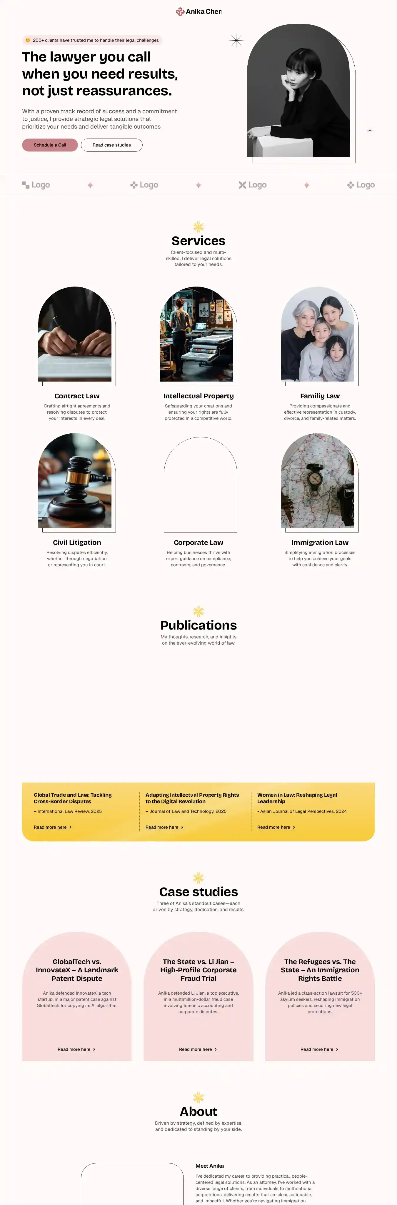 Aniks home page on desktop