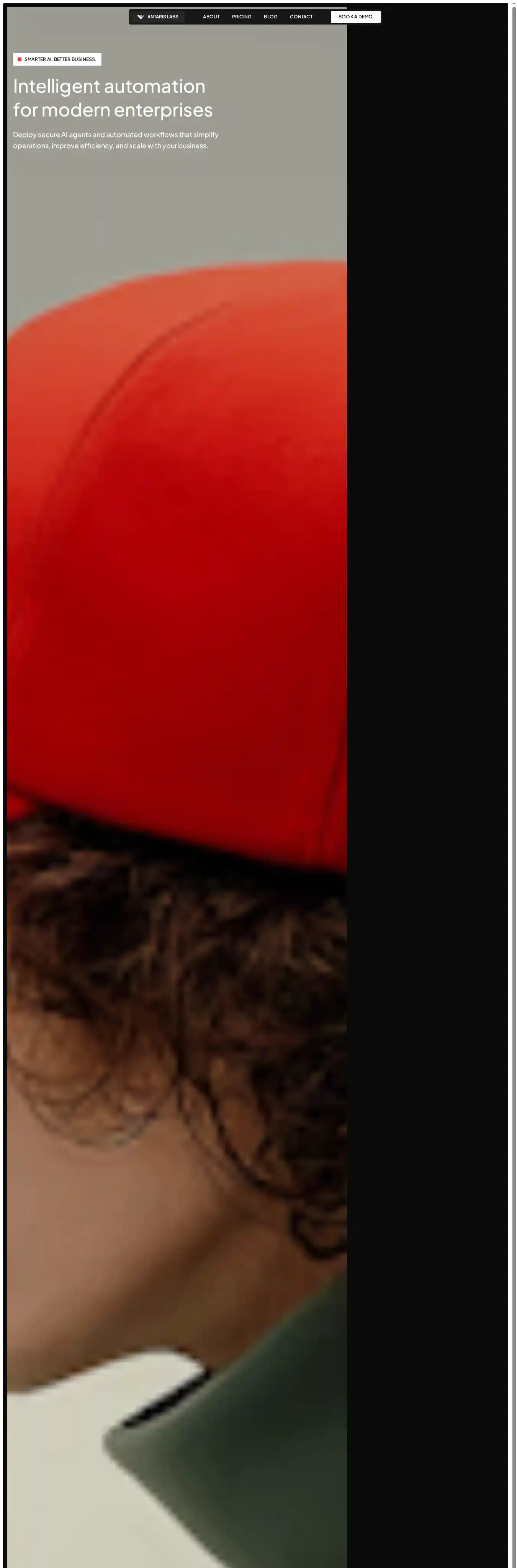 Antaris home page on desktop