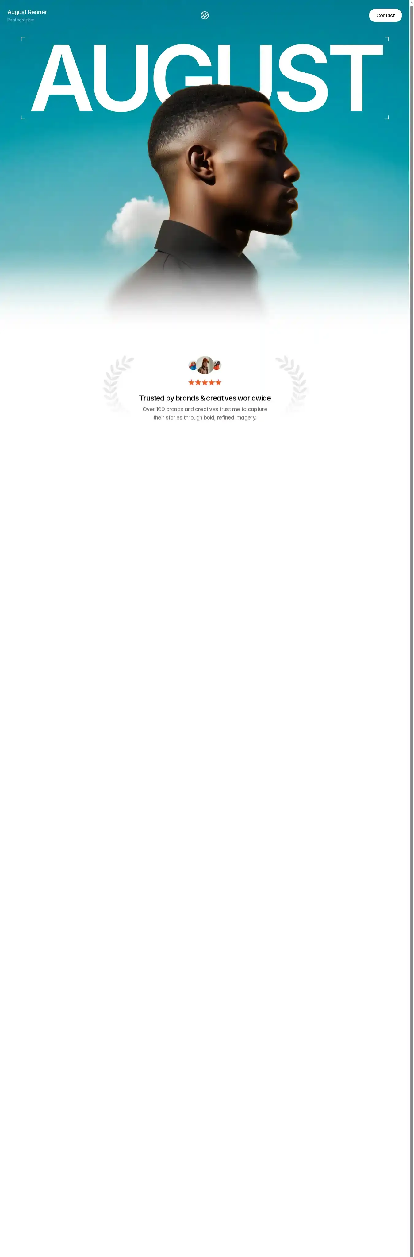Aperture home page on desktop