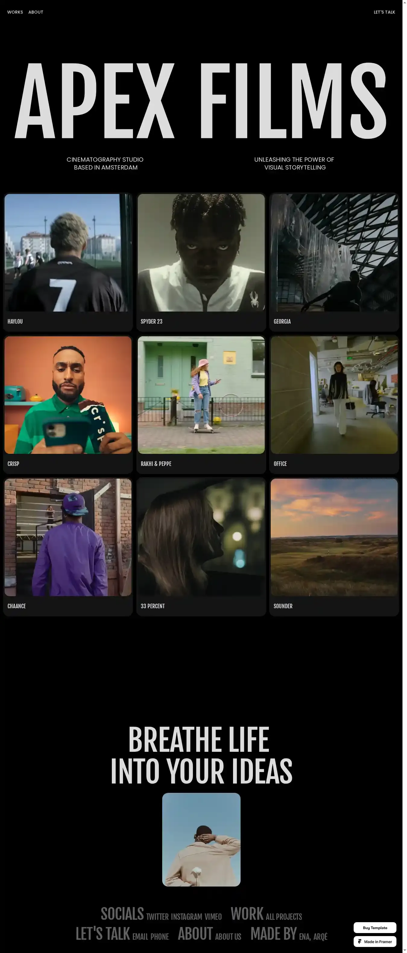 Apex Films home page on desktop