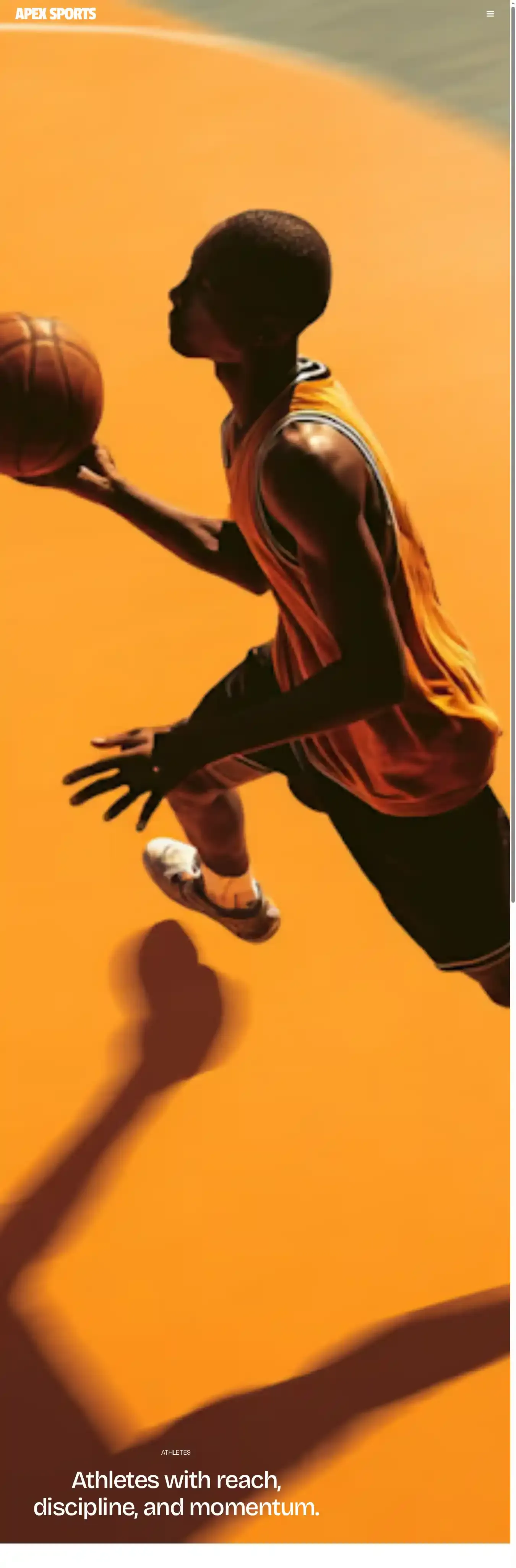 Apex Sport home page on desktop