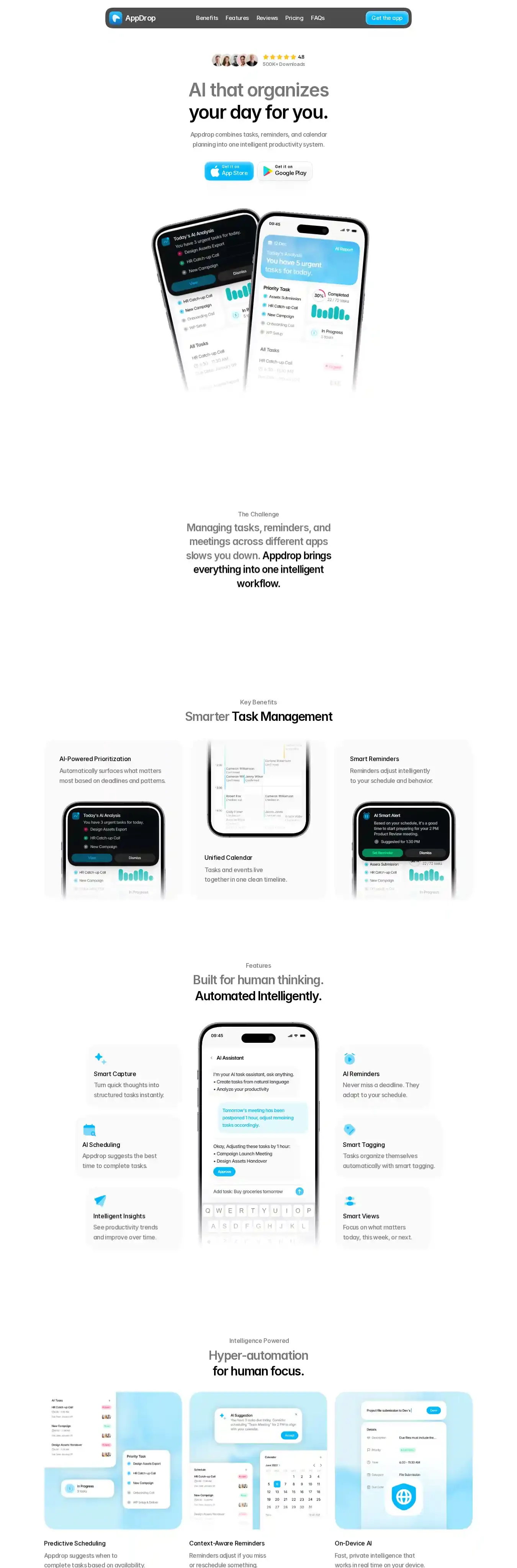 AppDrop home page on desktop