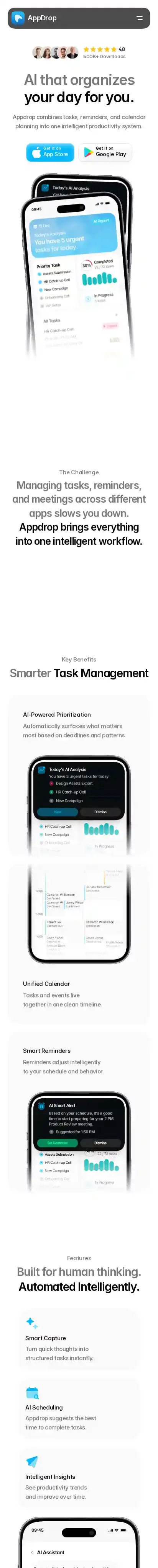 AppDrop home page on mobile