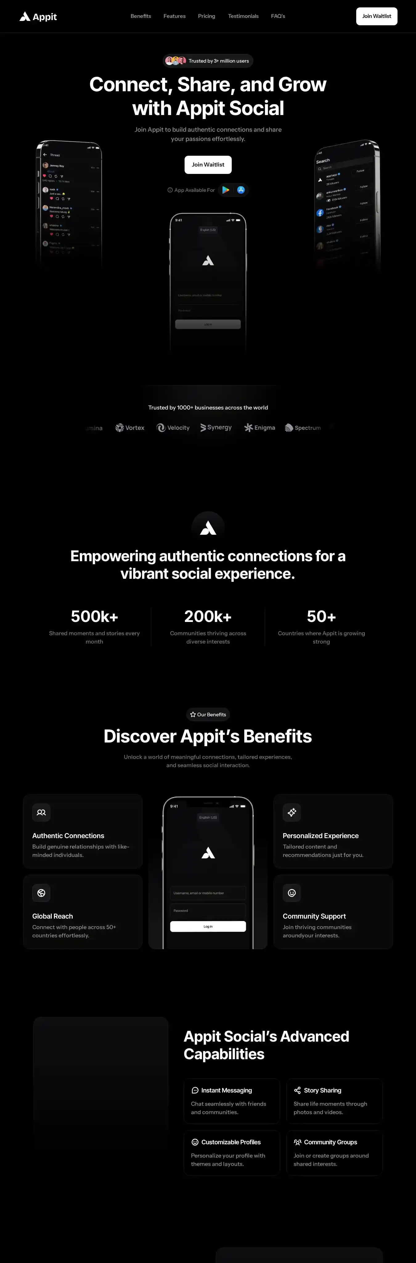 Appit home page on desktop