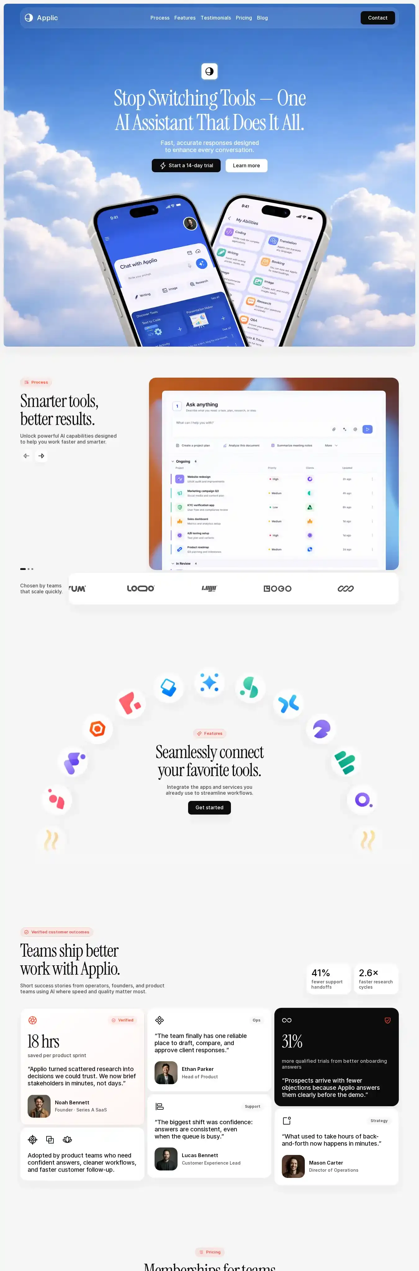 Applio home page on desktop