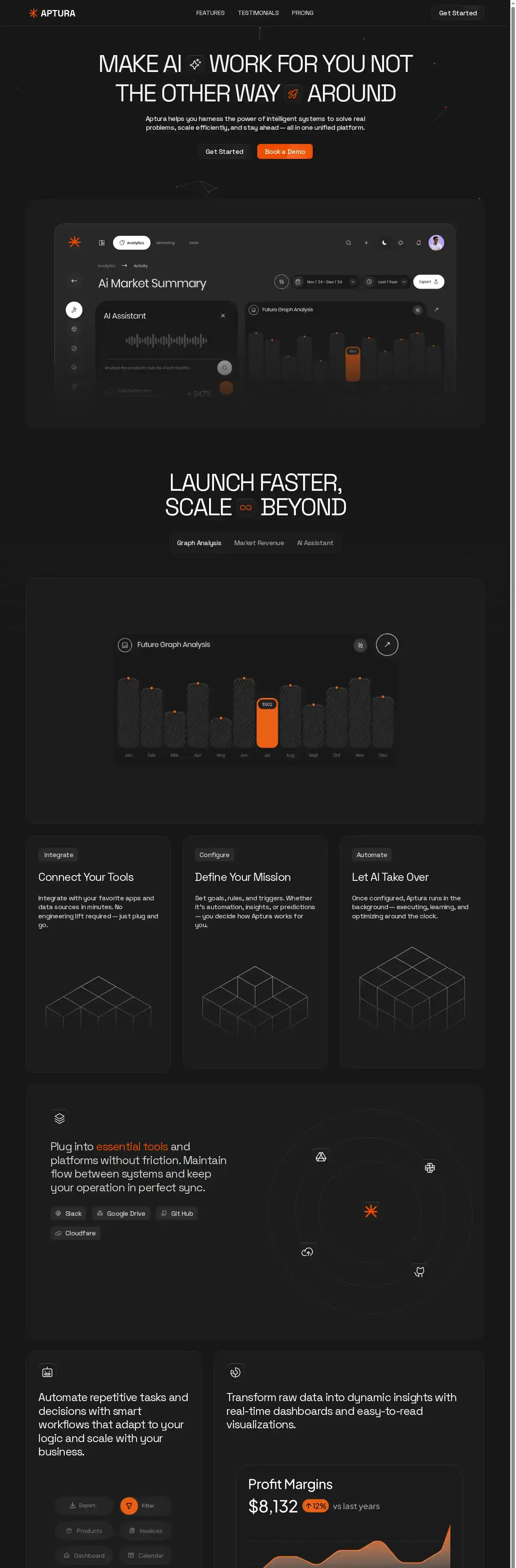 Aptura home page on desktop