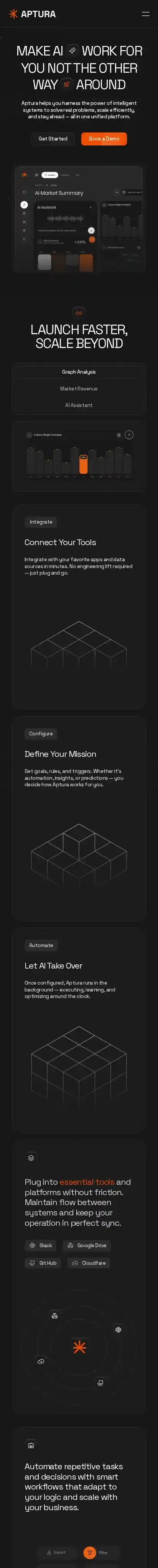 Aptura home page on mobile
