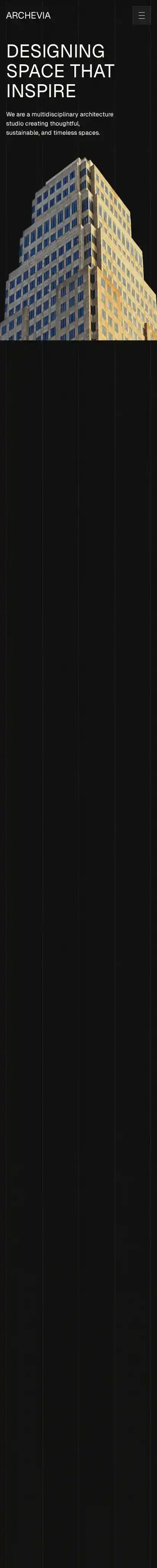 Archevia home page on mobile