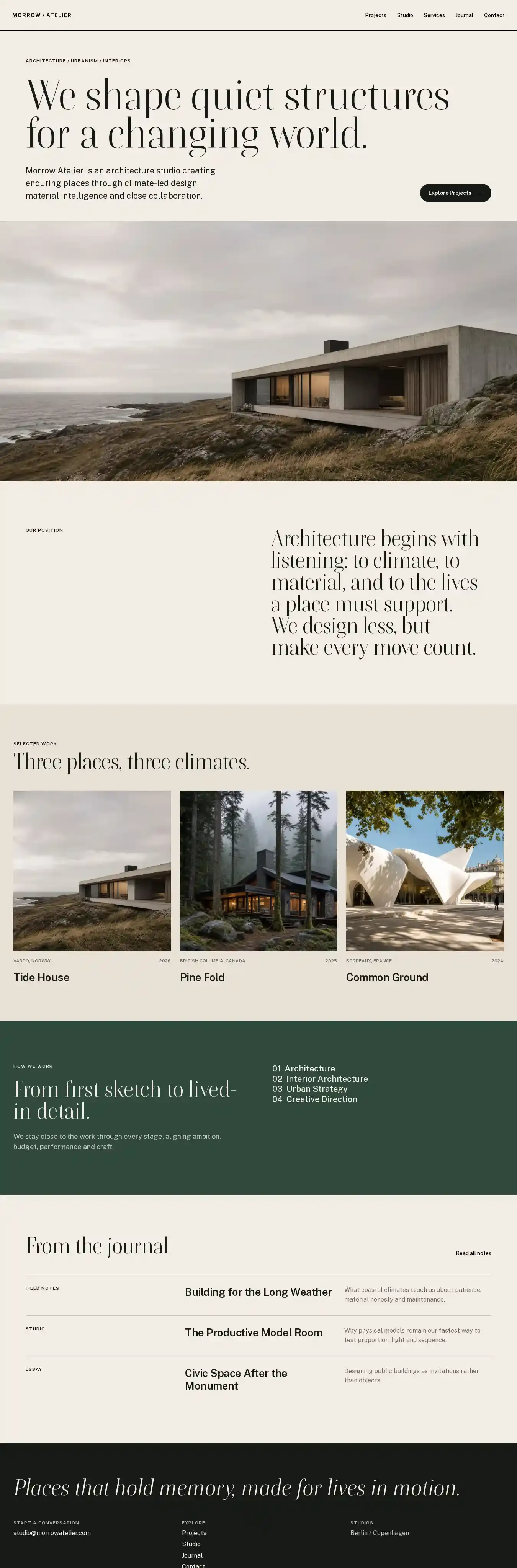 ArchitectureFolio home page on desktop