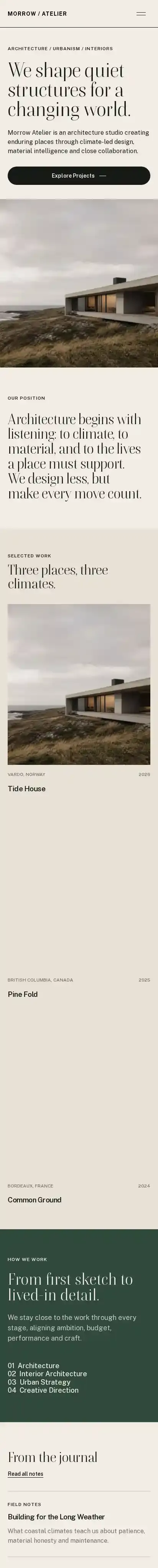 ArchitectureFolio home page on mobile