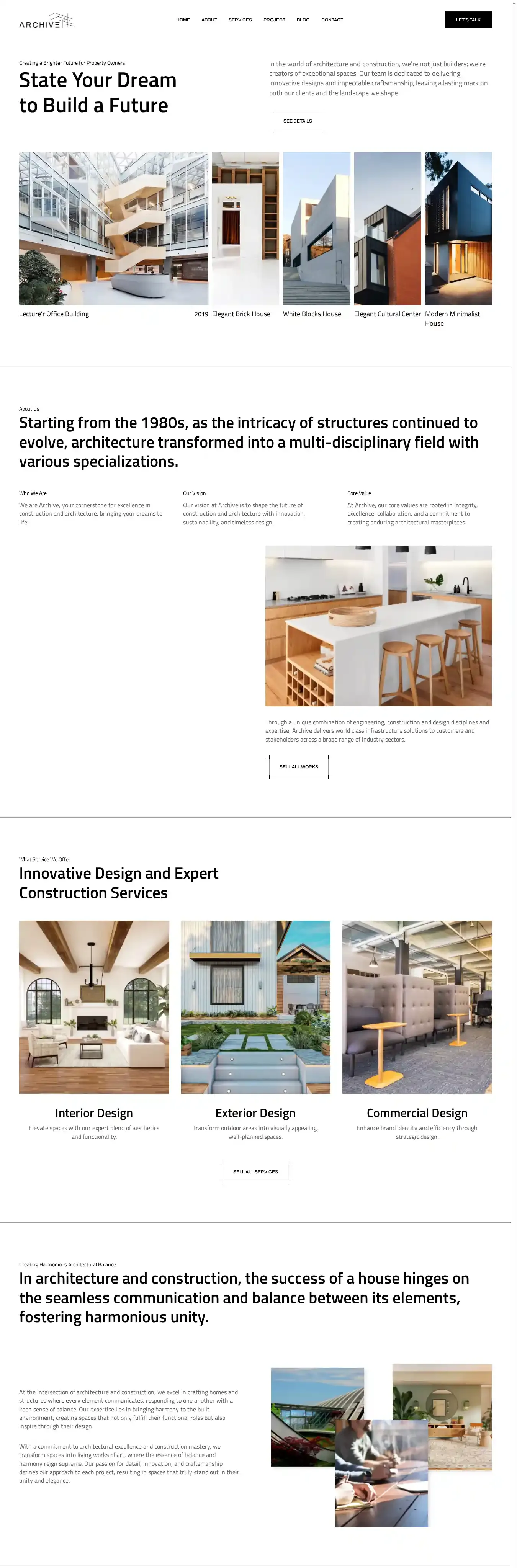 Archive home page on desktop