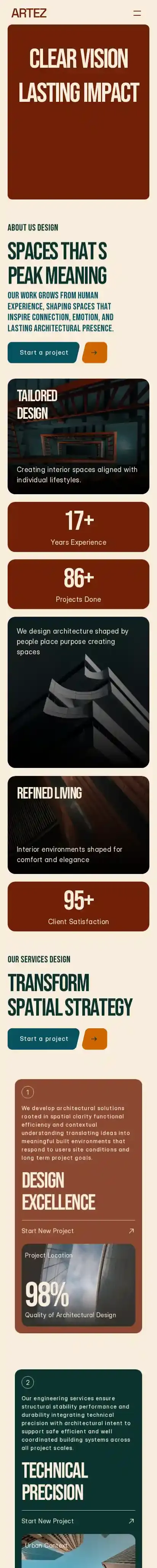 Artez home page on mobile