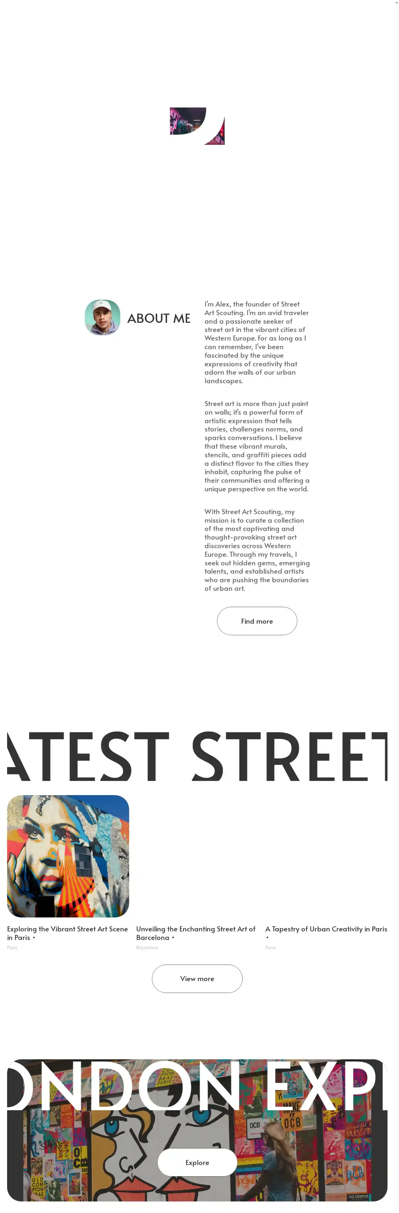 ArtSpotter home page on desktop