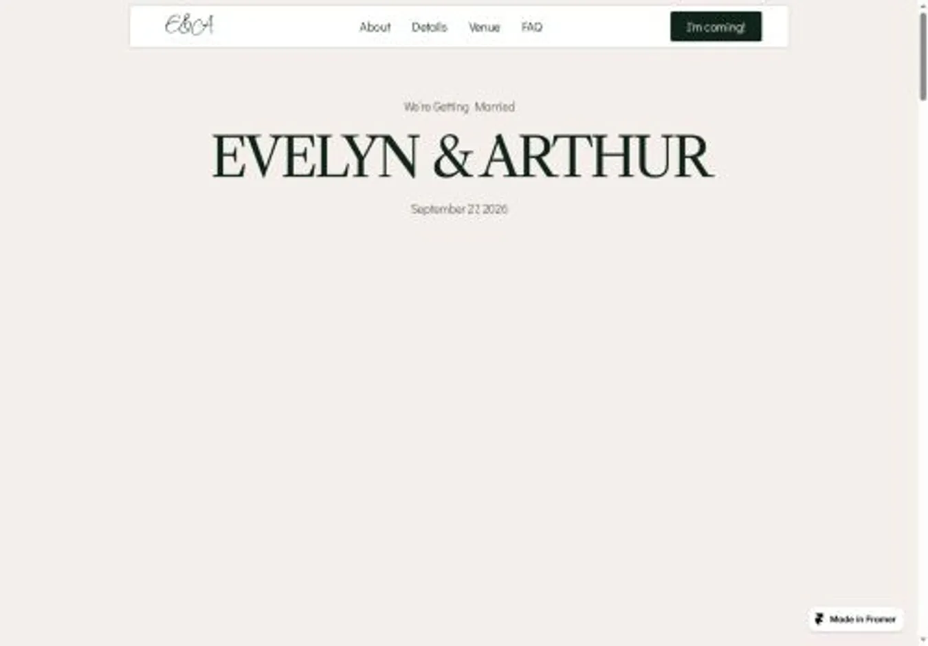 Atelier Invite home page on desktop