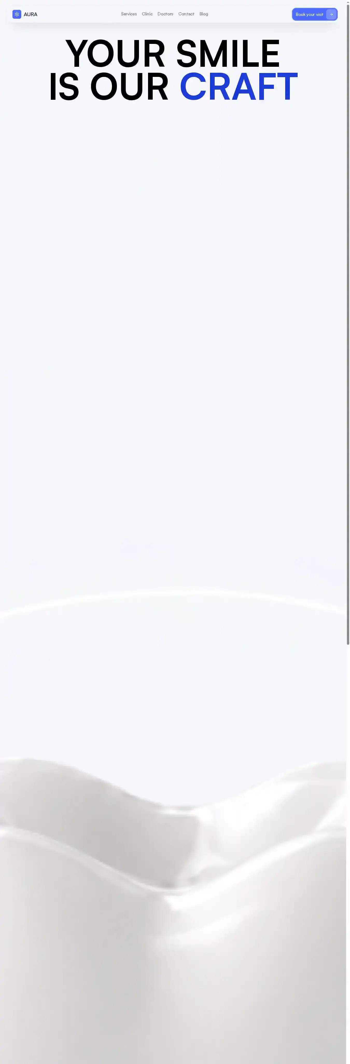 Aura Dent home page on desktop