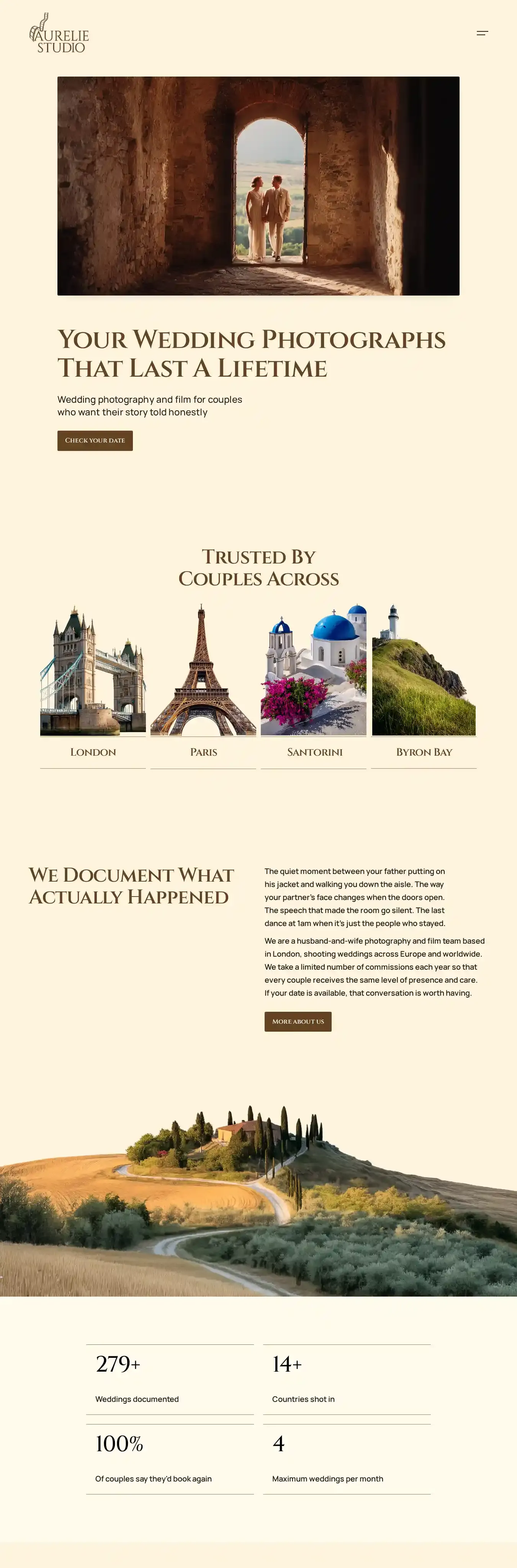 Aurelie Studio home page on desktop