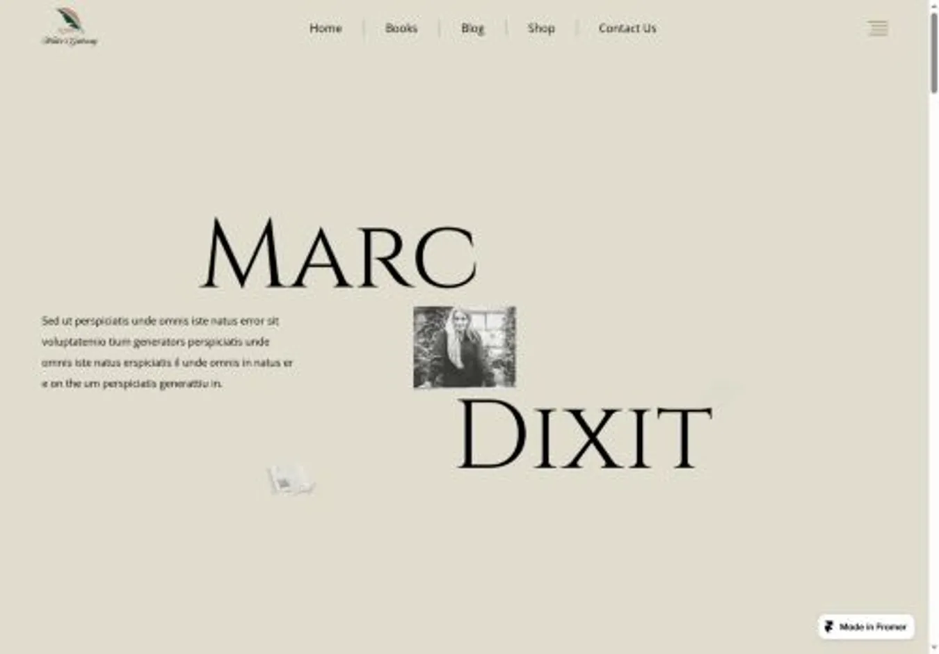 📚 Author Website home page on desktop