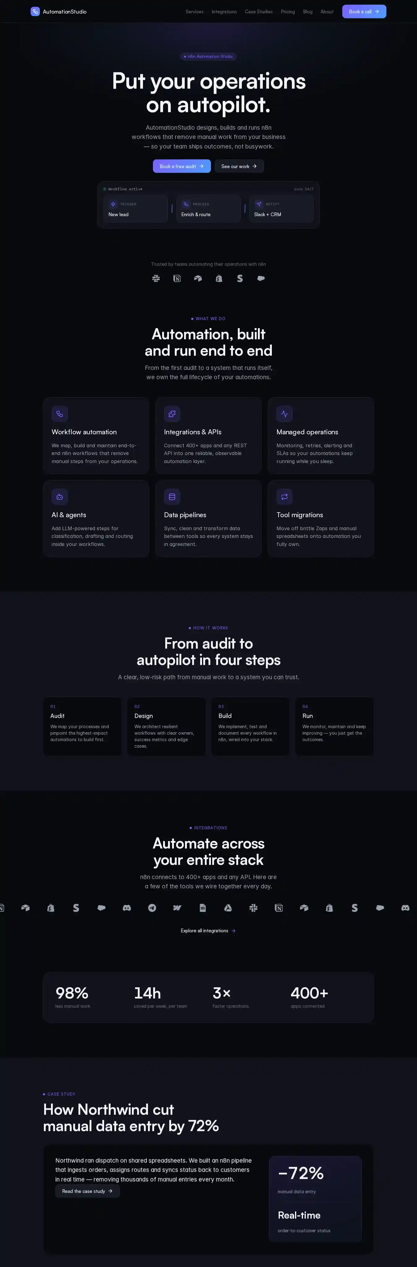 AutomationStudio home page on desktop