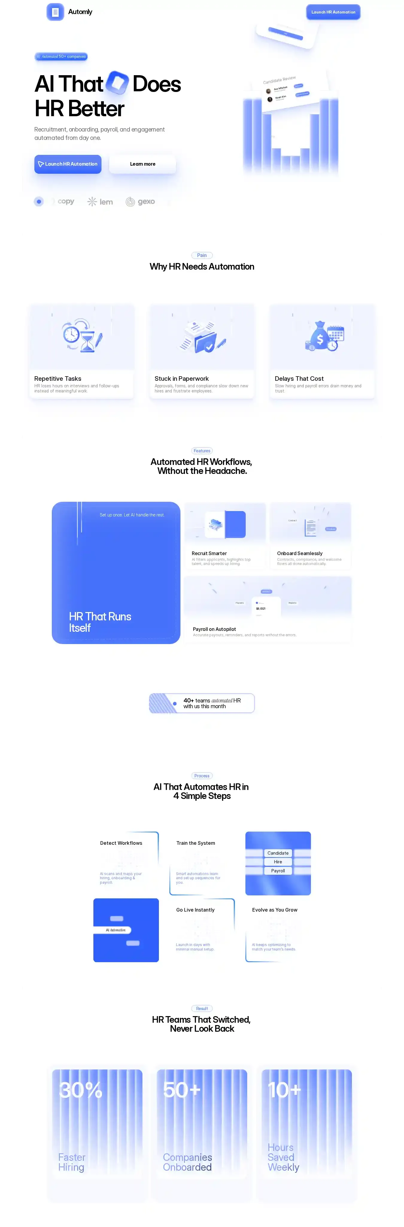 Automle home page on desktop