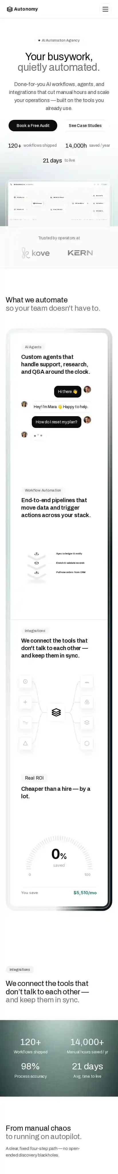 Autonomy home page on mobile