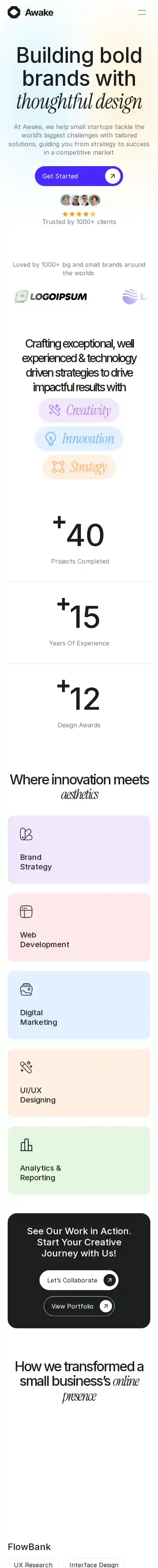 Awake home page on mobile