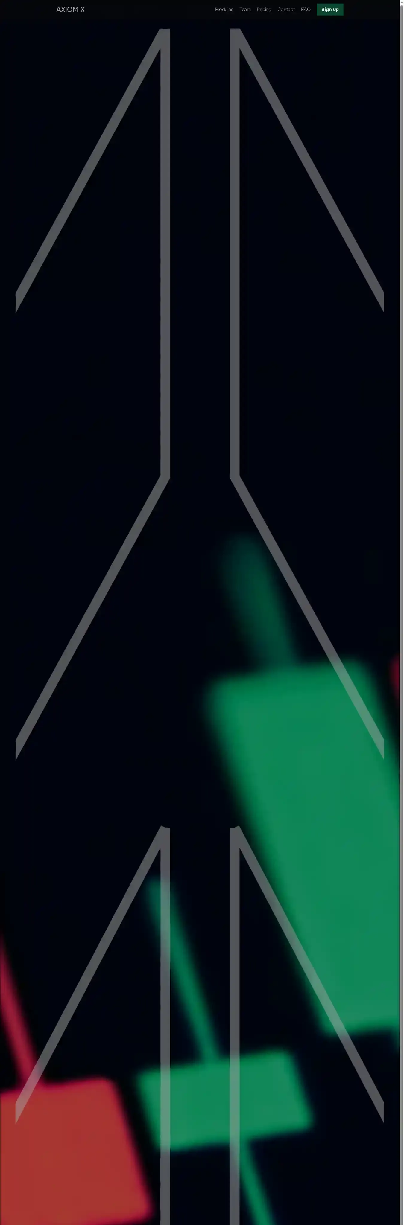 Axiom X home page on desktop